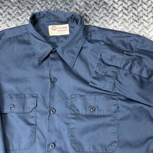 Dickies Mens XL Navy Blue Traditional Button Front Uniform Work Shirt